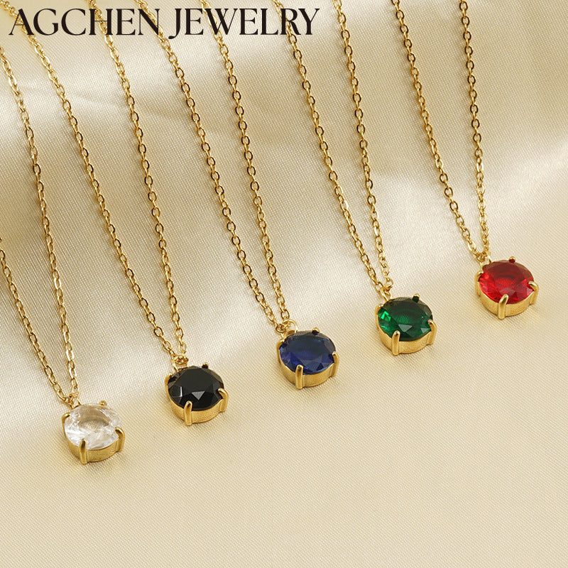AG Round Zirconia Necklace