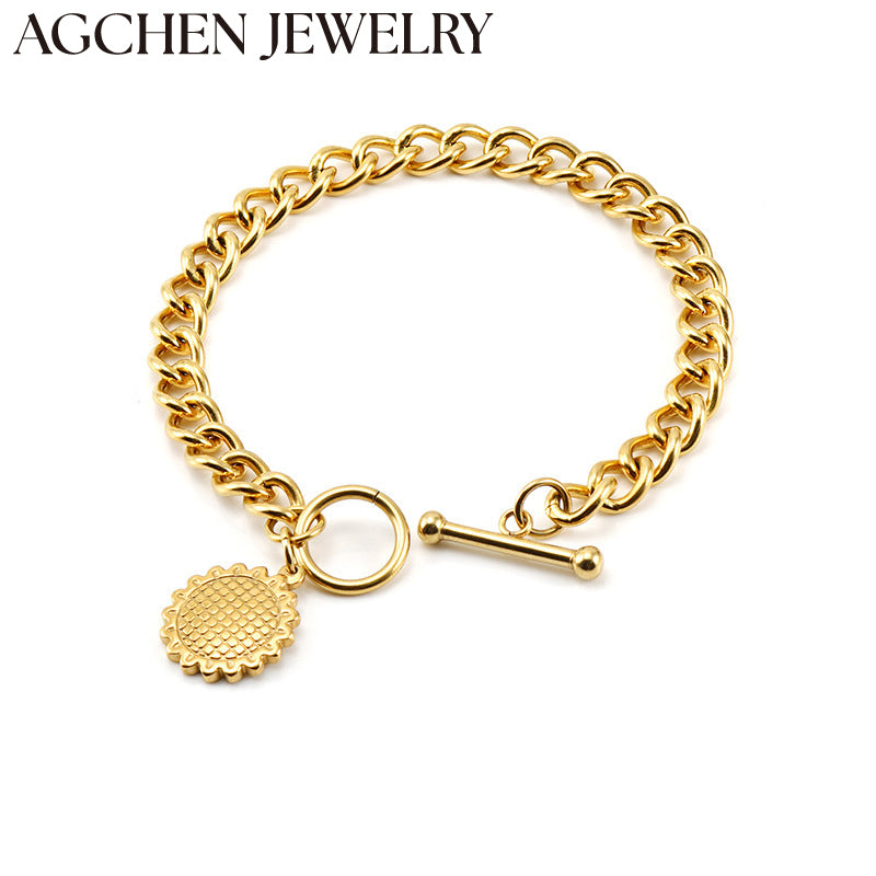AG Stainless Steel Sunflower Bracelet