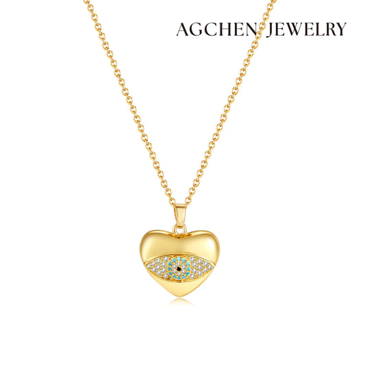 AG Eternal Cubic Zirconia Heart-Shaped Pendant Necklace - AGCHEN JEWELRY,necklace