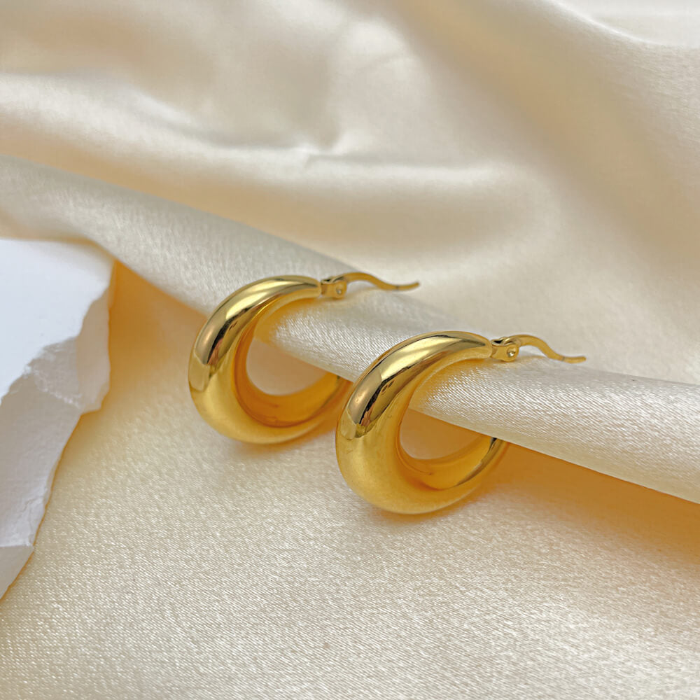 AG Luna-Inspired Gold-plated Stainless Steel Earrings - AGCHEN JEWELRY,earrings