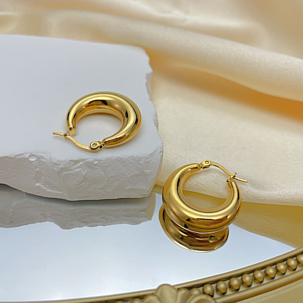 AG Luna-Inspired Gold-plated Stainless Steel Earrings - AGCHEN JEWELRY,earrings