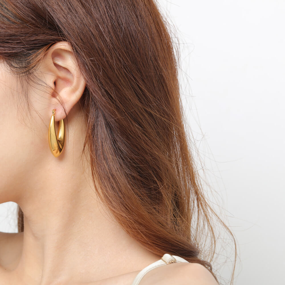 AG Radiant Beauty Raindrops Gold Stainless Steel Earrings - AGCHEN JEWELRY,earrings