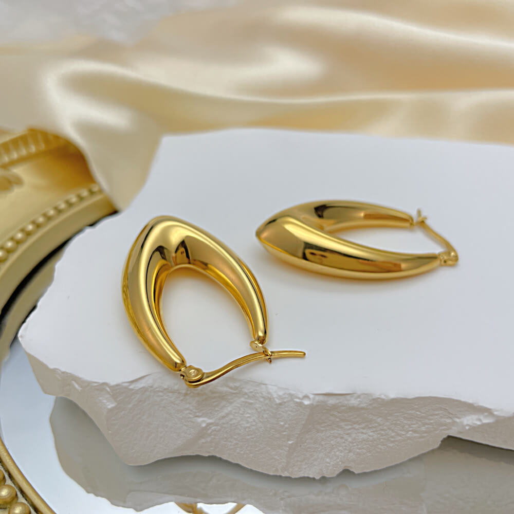AG Radiant Beauty Raindrops Gold Stainless Steel Earrings - AGCHEN JEWELRY,earrings