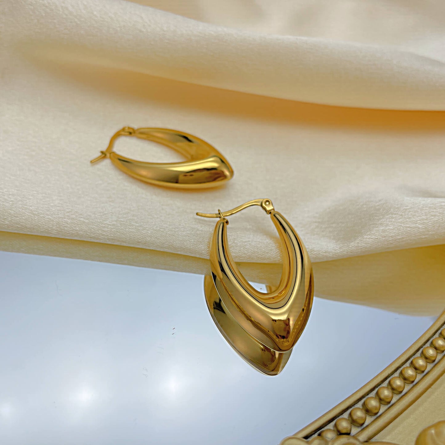 AG Radiant Beauty Raindrops Gold Stainless Steel Earrings - AGCHEN JEWELRY,earrings