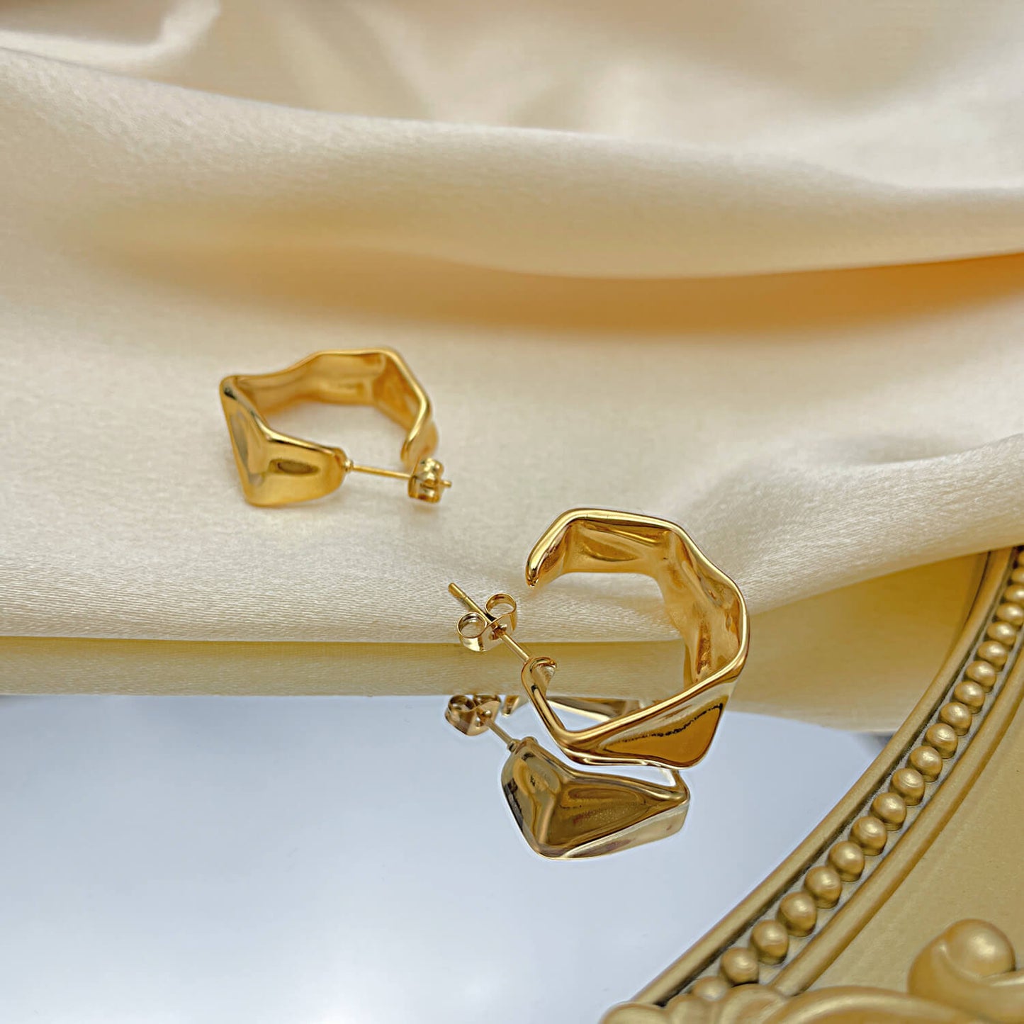 AG Unique Gold Geometric Shaped Stainless Steel Earrings - AGCHEN JEWELRY,earrings