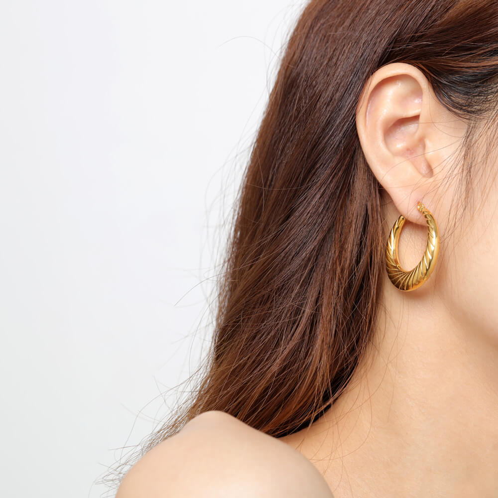 AG Glamorous and Timeless Beauty Gold Circle Stainless Steel Earrings - AGCHEN JEWELRY,earrings