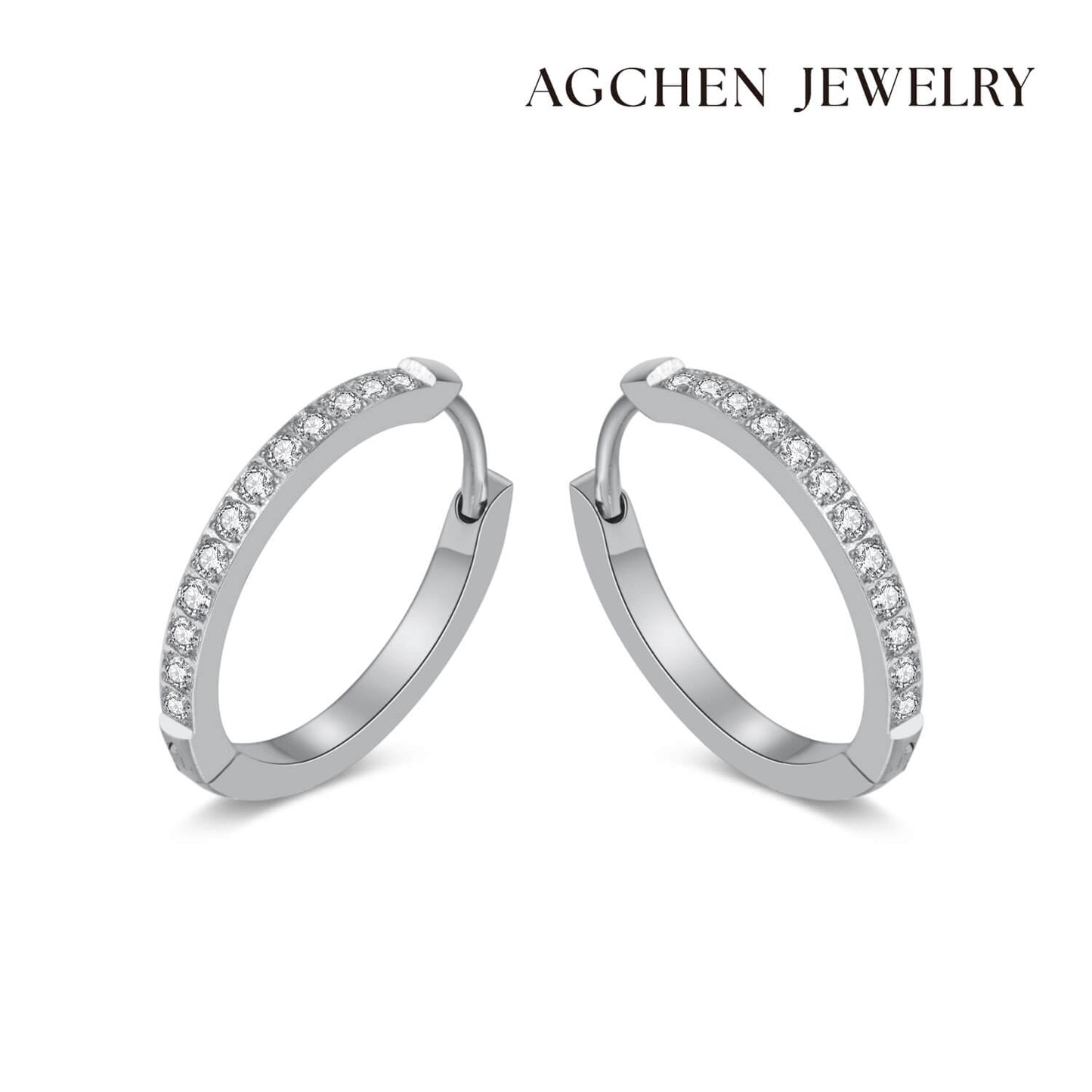 AG Circle Of Beauty Life Cubic Zirconia Stainless Steel Earrings - AGCHEN JEWELRY,earrings