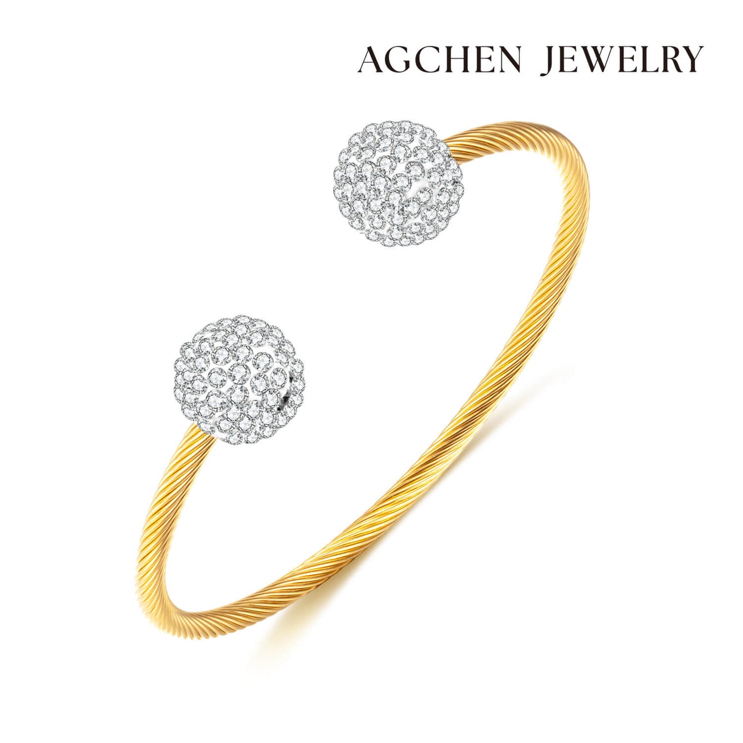 AG Dazzling Double Stars Bangle Bracelet - AGCHEN JEWELRY,bracelet