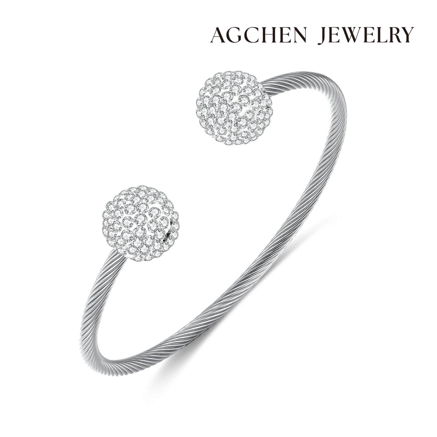 AG Dazzling Double Stars Bangle Bracelet - AGCHEN JEWELRY,bracelet