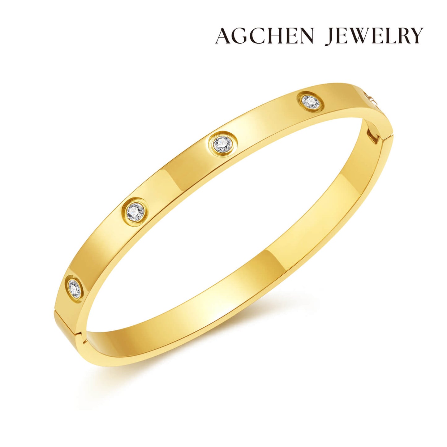AG Fashion Cubic Zirconia-Studded Bangle Bracelet - AGCHEN JEWELRY,bracelet