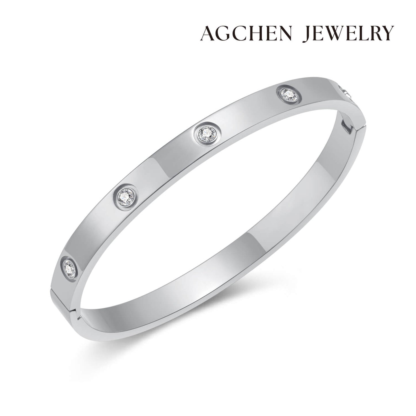 AG Fashion Cubic Zirconia-Studded Bangle Bracelet - AGCHEN JEWELRY,bracelet