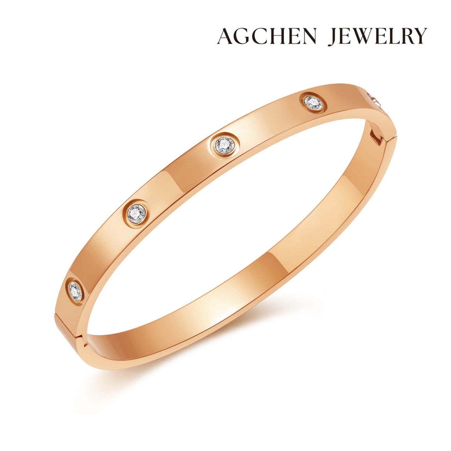 AG Fashion Cubic Zirconia-Studded Bangle Bracelet - AGCHEN JEWELRY,bracelet