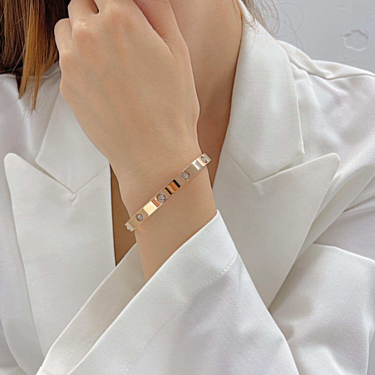 AG Fashion Cubic Zirconia-Studded Bangle Bracelet - AGCHEN JEWELRY,bracelet