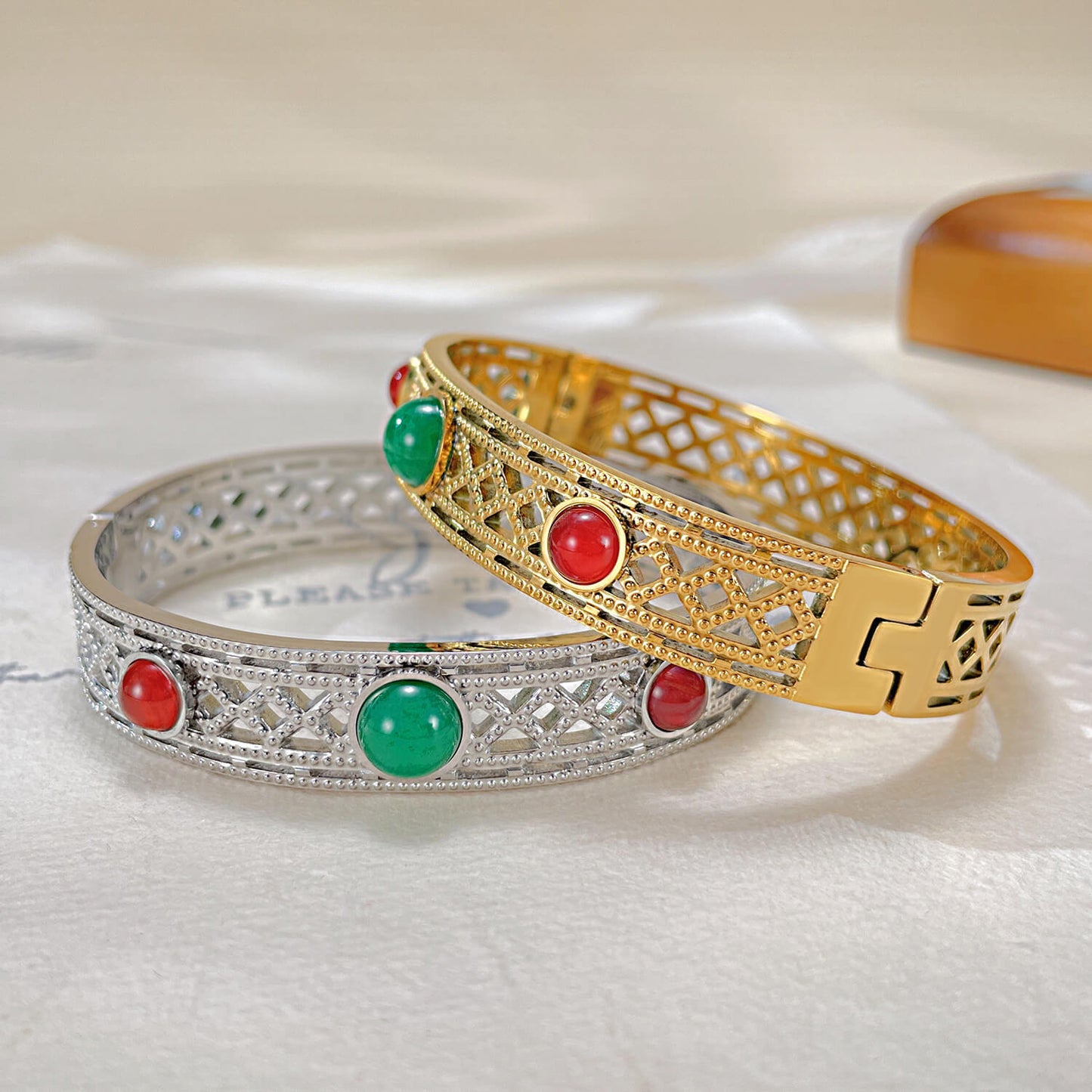 AG Glittering Gold Bangle Bracelet With Turquoise Stone - AGCHEN JEWELRY,hot sale