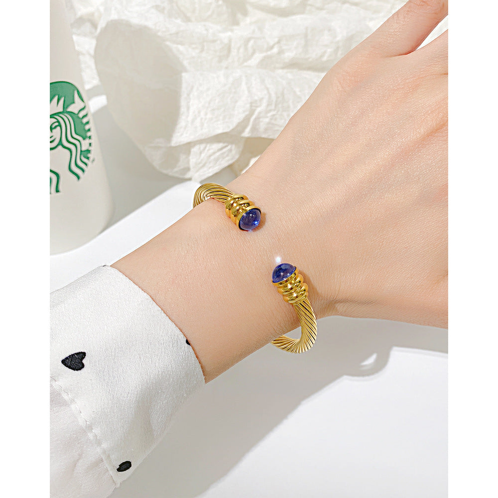 AG Rare Beauty Bangle Bracelet With Blue Stone