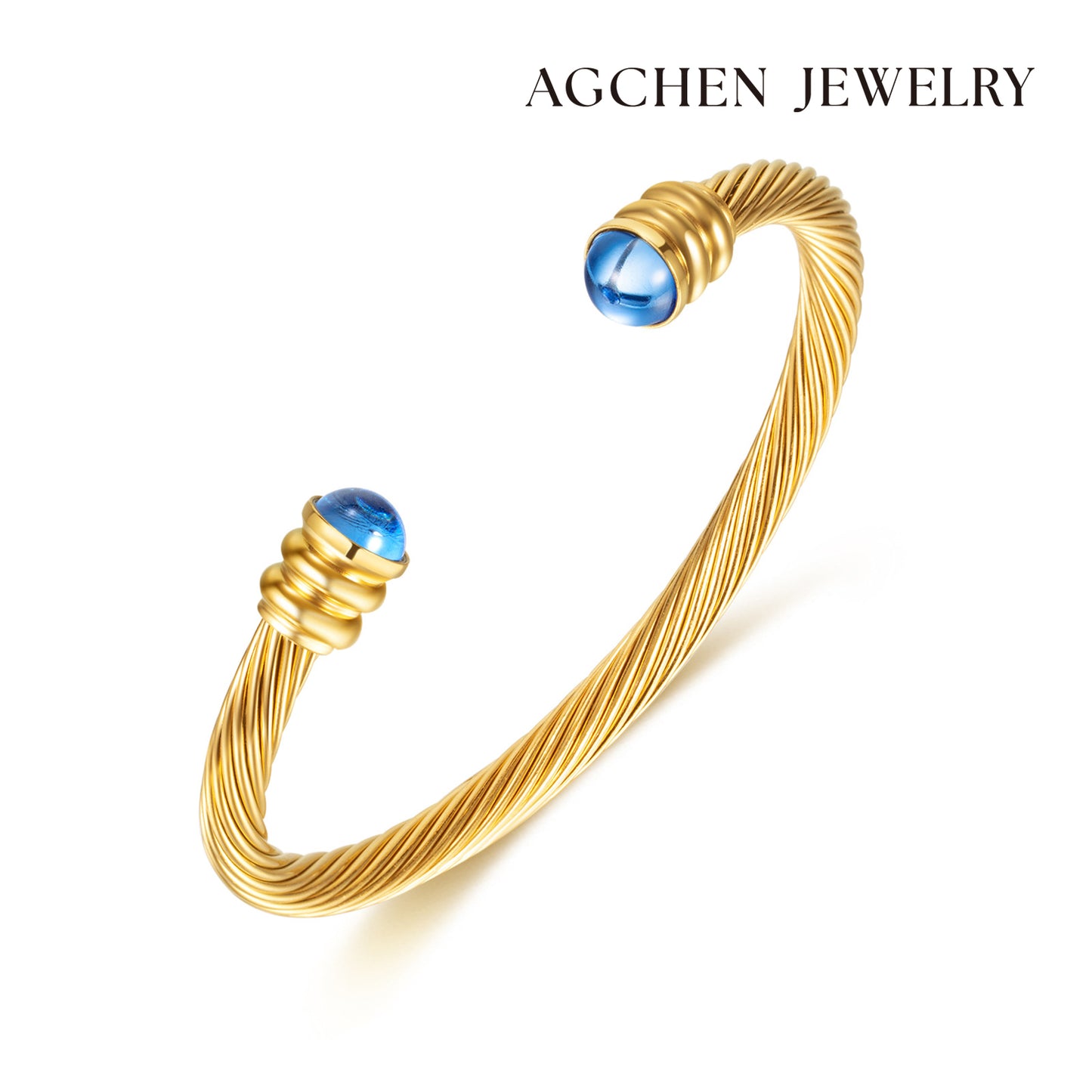 AG Rare Beauty Bangle Bracelet With Blue Stone