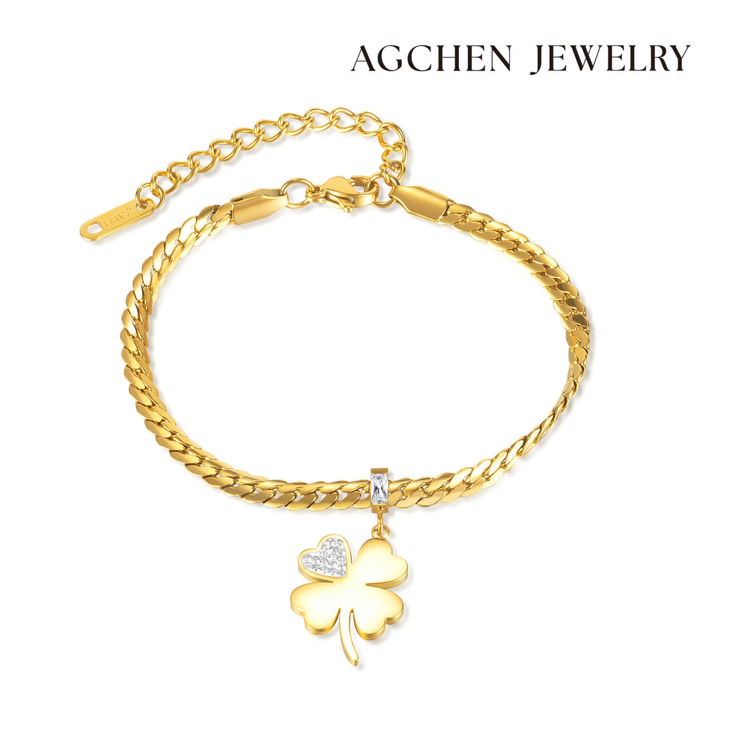 AG Lucky Four-leaf Clover Stainless Steel Bracelet - AGCHEN JEWELRY,bracelet