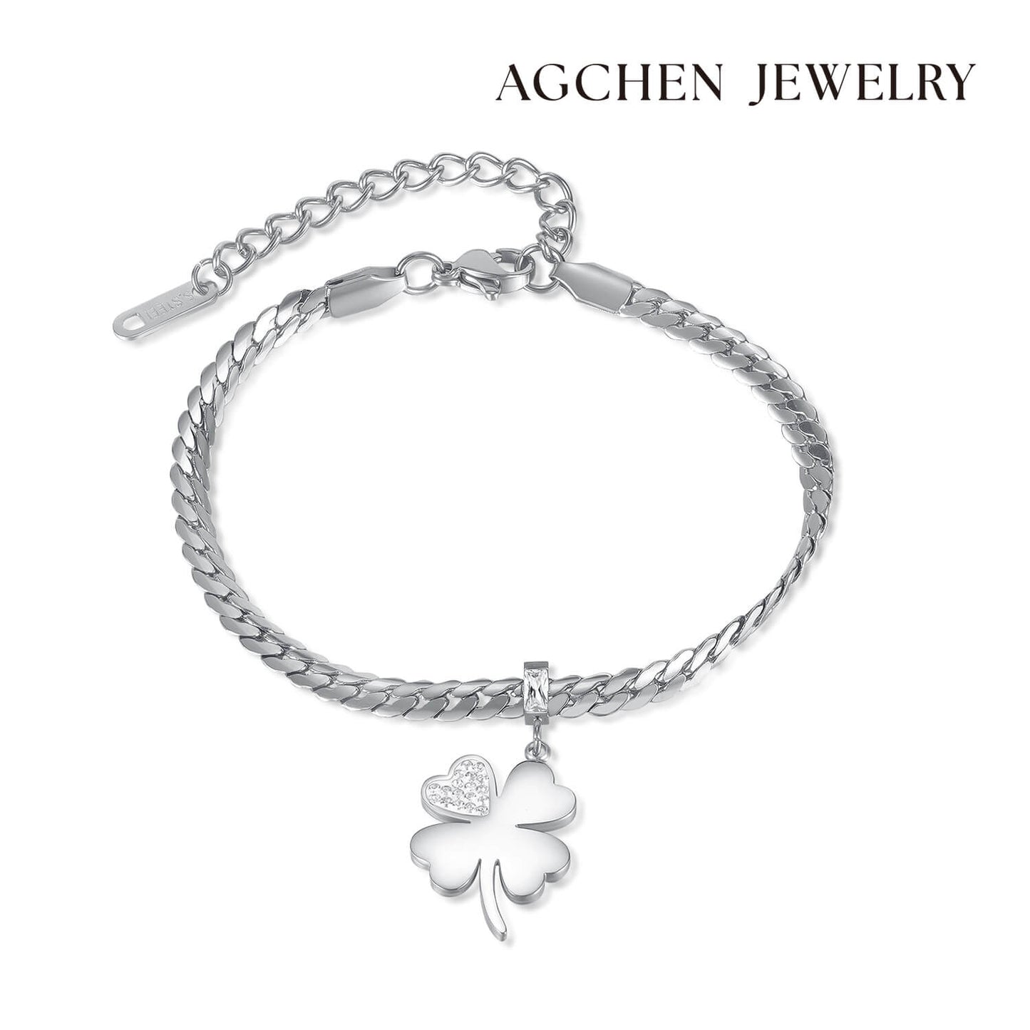 AG Lucky Four-leaf Clover Stainless Steel Bracelet - AGCHEN JEWELRY,bracelet