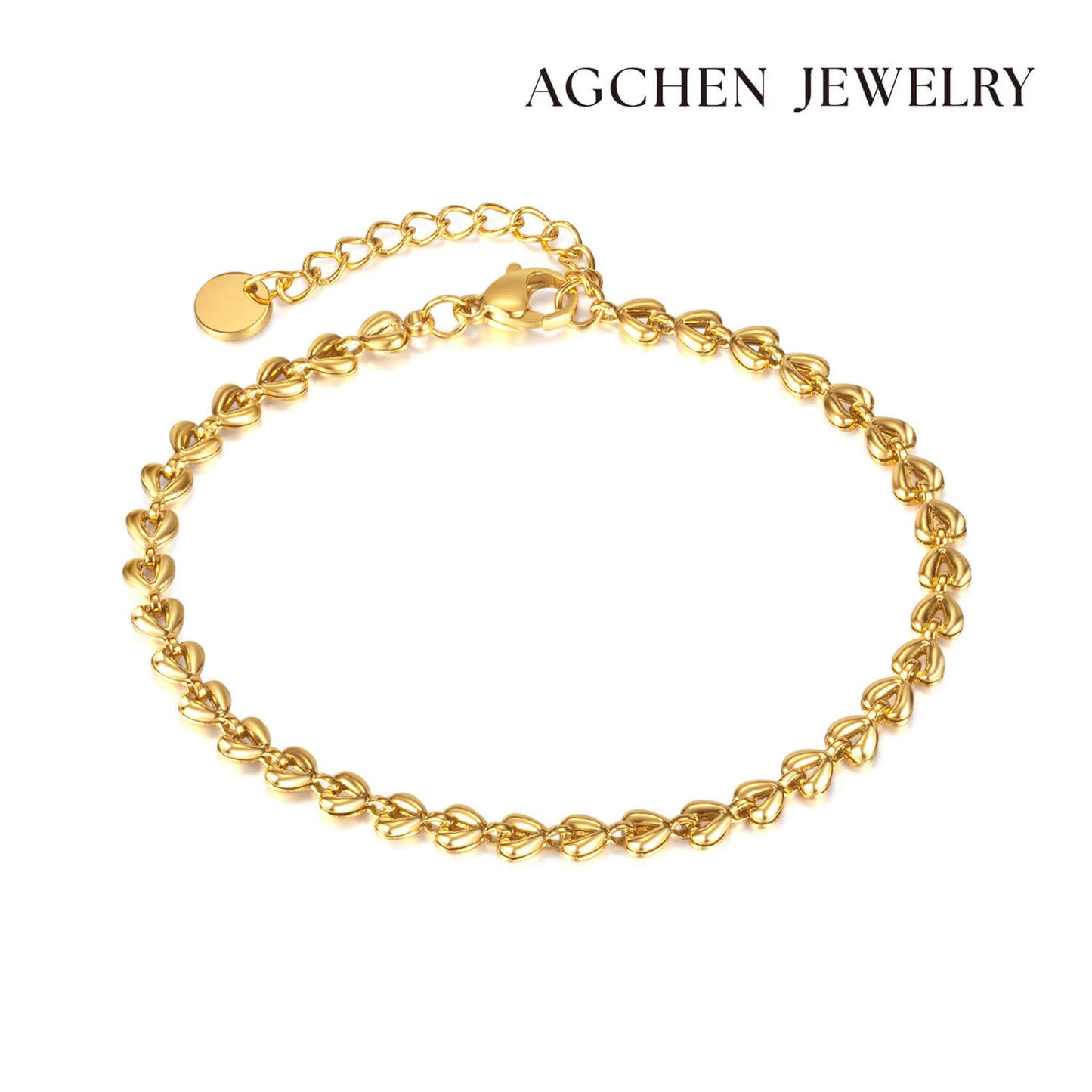 AG Heart-To-Heart Chain Stainless Steel Necklace - AGCHEN JEWELRY,bracelet