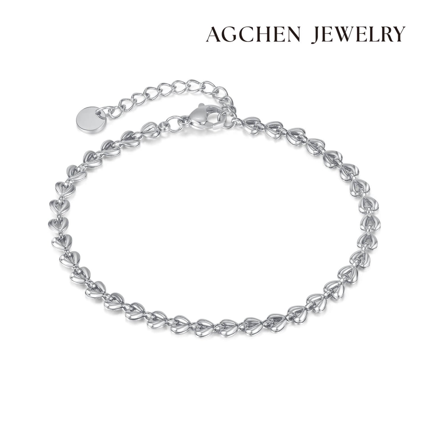 AG Heart-To-Heart Chain Stainless Steel Necklace - AGCHEN JEWELRY,bracelet