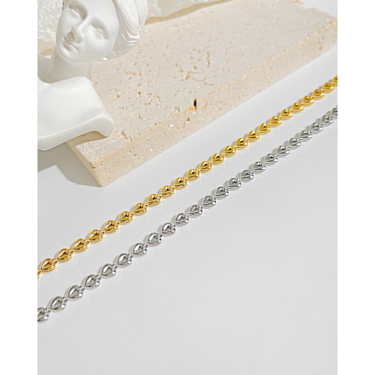 AG Heart-To-Heart Chain Stainless Steel Necklace - AGCHEN JEWELRY,bracelet