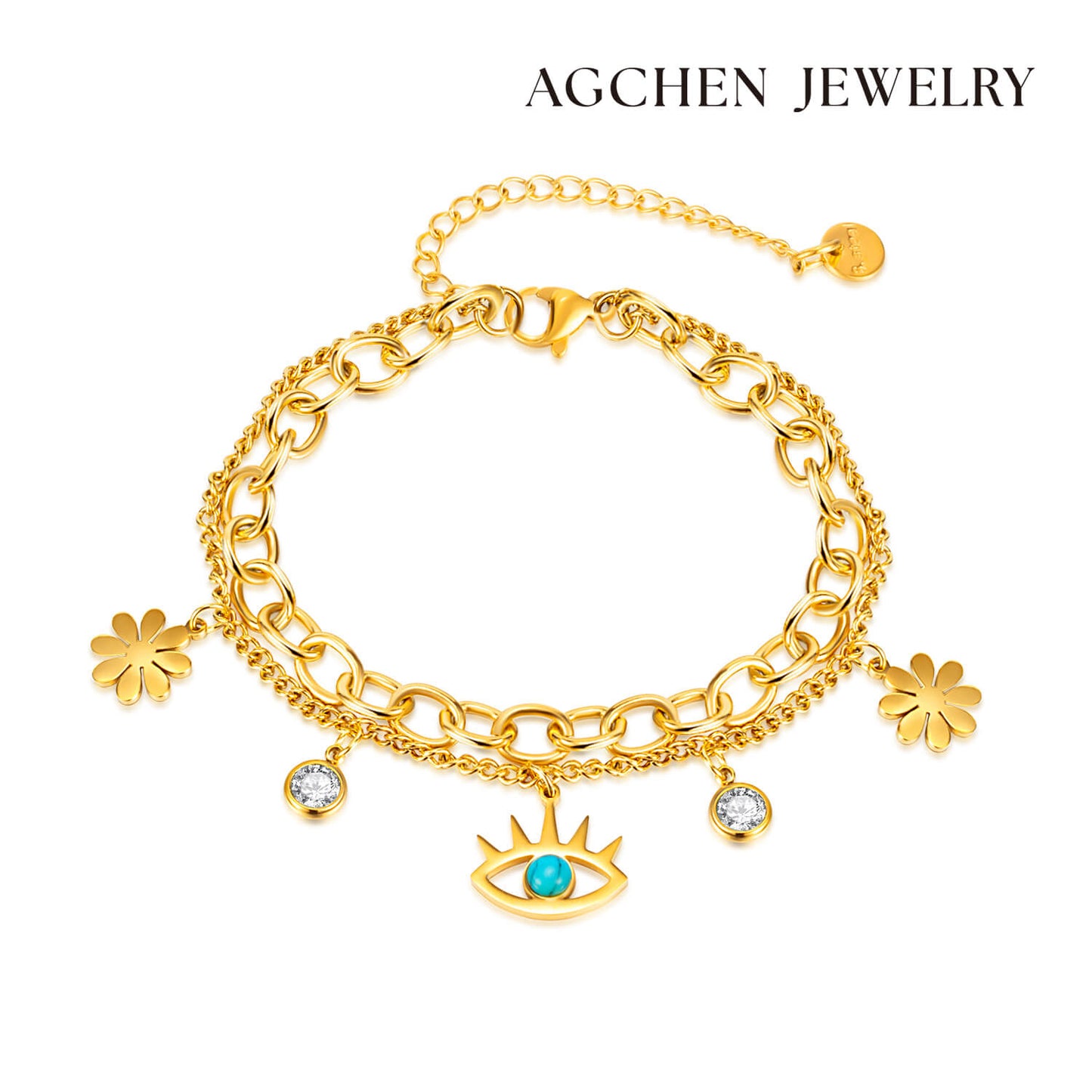 AG Hope And Freedom Bracelet With Turquoise Stone - AGCHEN JEWELRY,bracelet