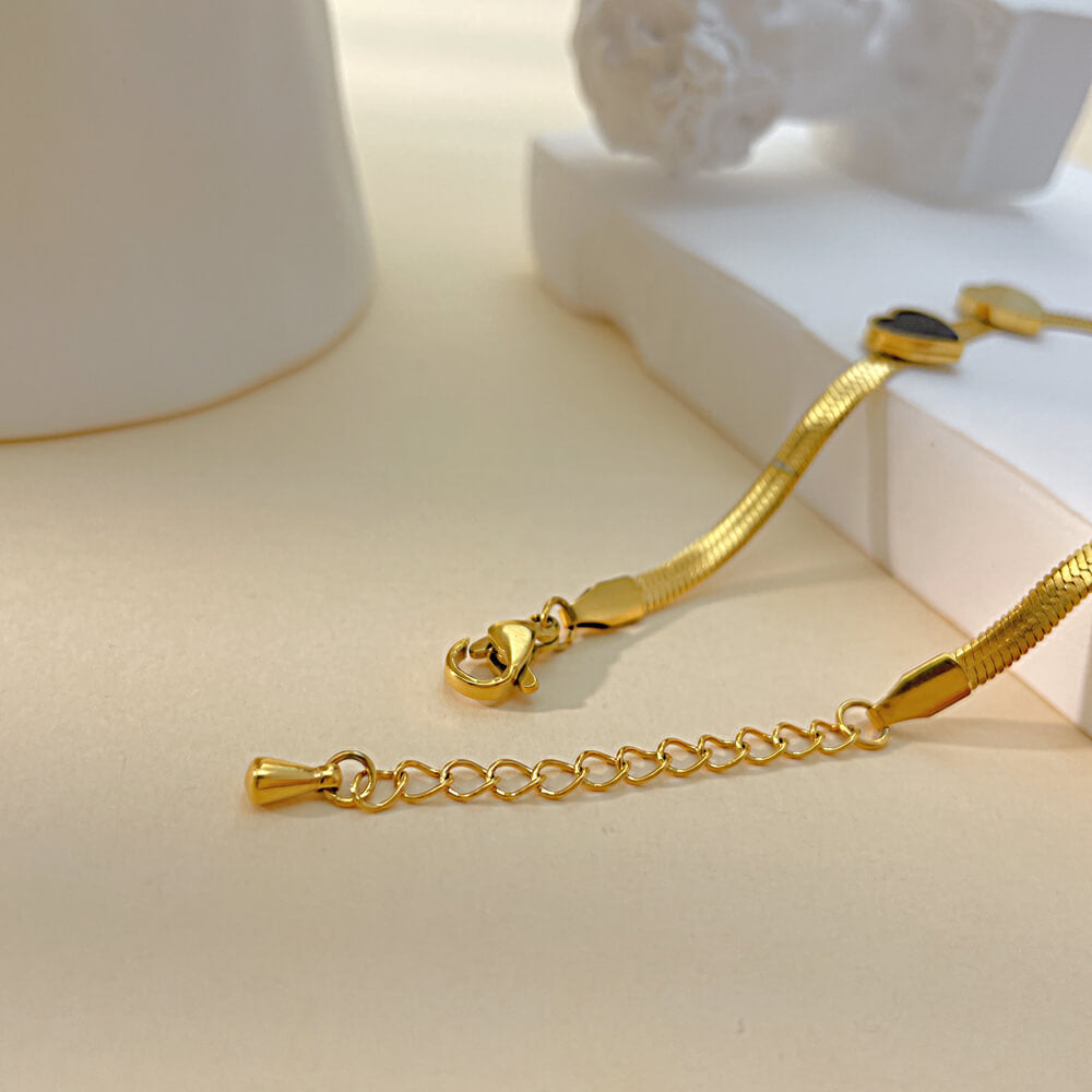 AG Five Heart-Shaped Gold Charms Bracelet - AGCHEN JEWELRY,bracelet