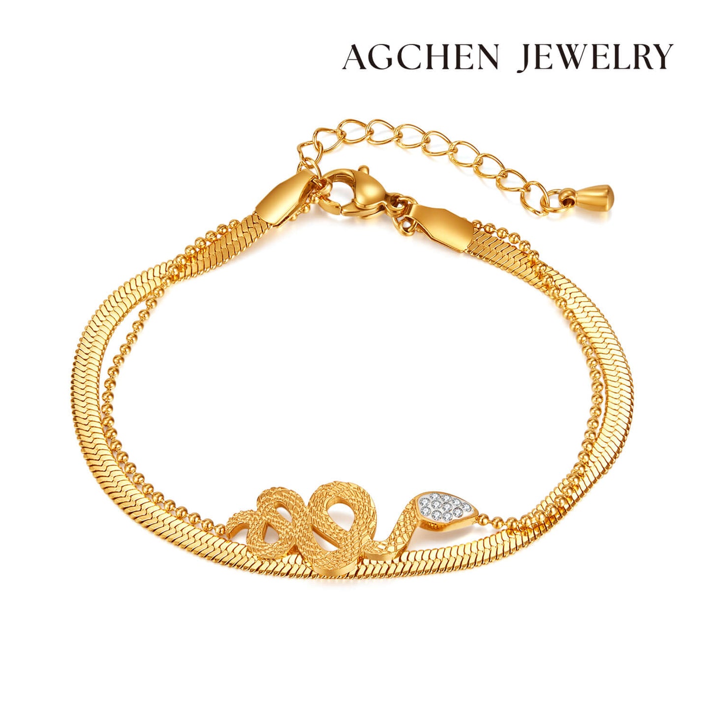 AG Golden Snake-Inspired Bracelet - AGCHEN JEWELRY,bracelet