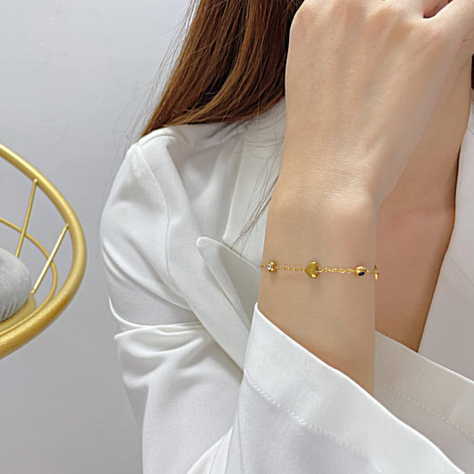 AG Three Heart-Shaped Bracelet With Cubic Zirconia