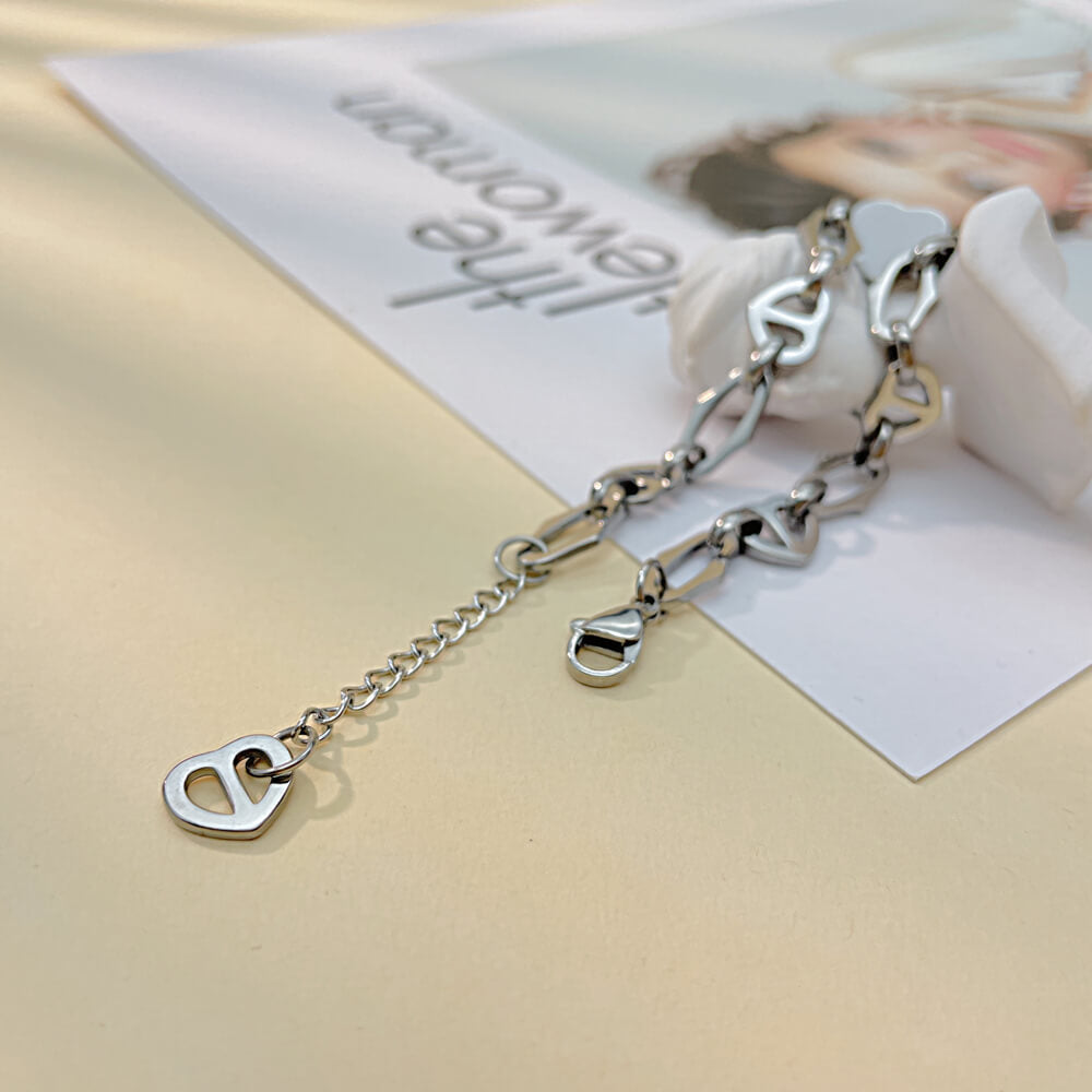 AG Lovely Bracelet With Black Enamel Heart - AGCHEN JEWELRY,bracelet