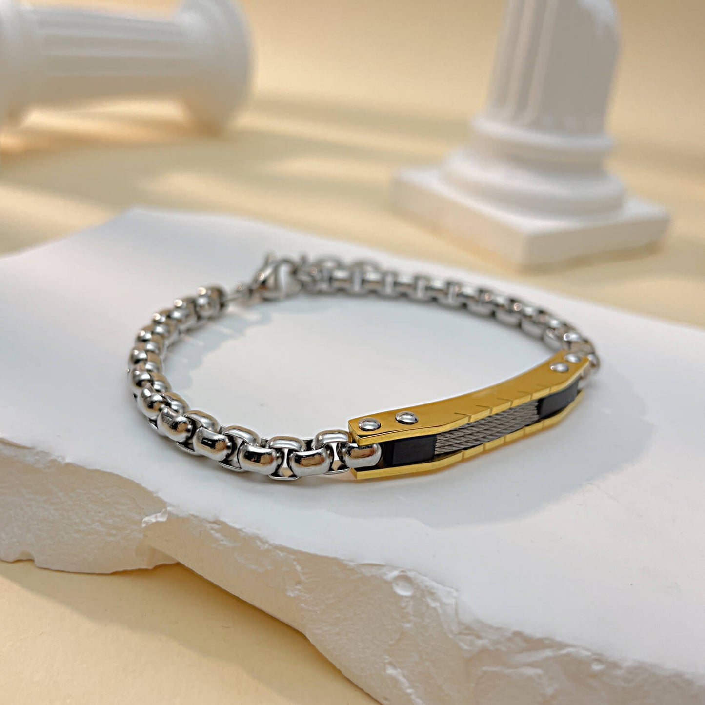 AG Lovers' Forever In Faith Bracelet With Gold-plated Stainless Steel - AGCHEN JEWELRY,lover bracelet