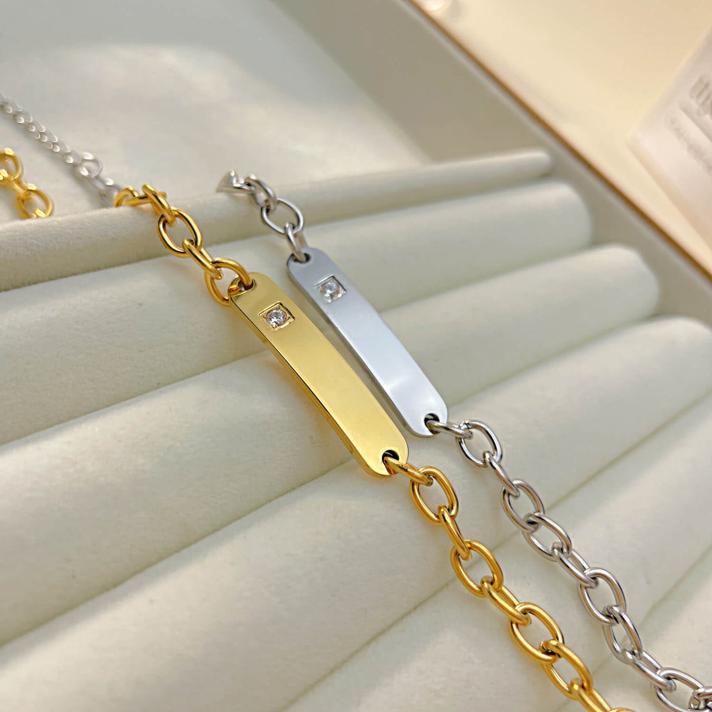AG Golden Curved Bracelet With Cubic Zirconia - AGCHEN JEWELRY,bracelet
