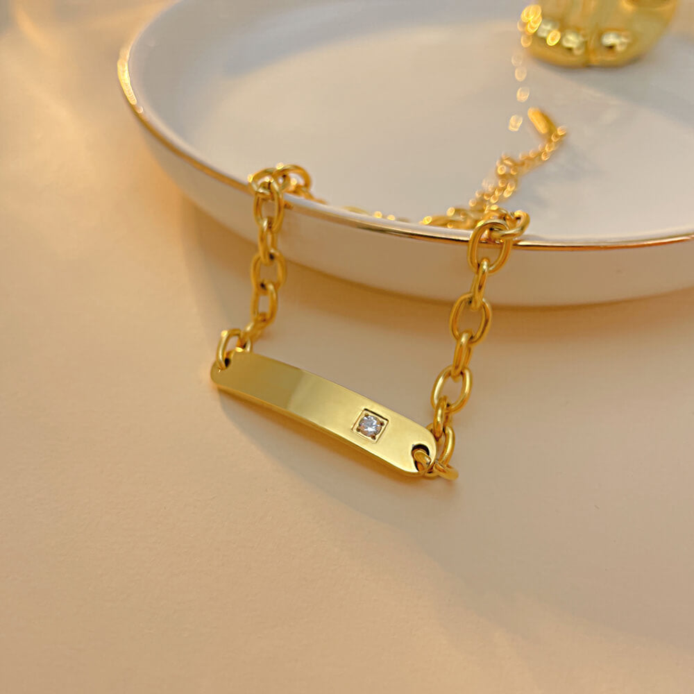 AG Golden Curved Bracelet With Cubic Zirconia - AGCHEN JEWELRY,bracelet