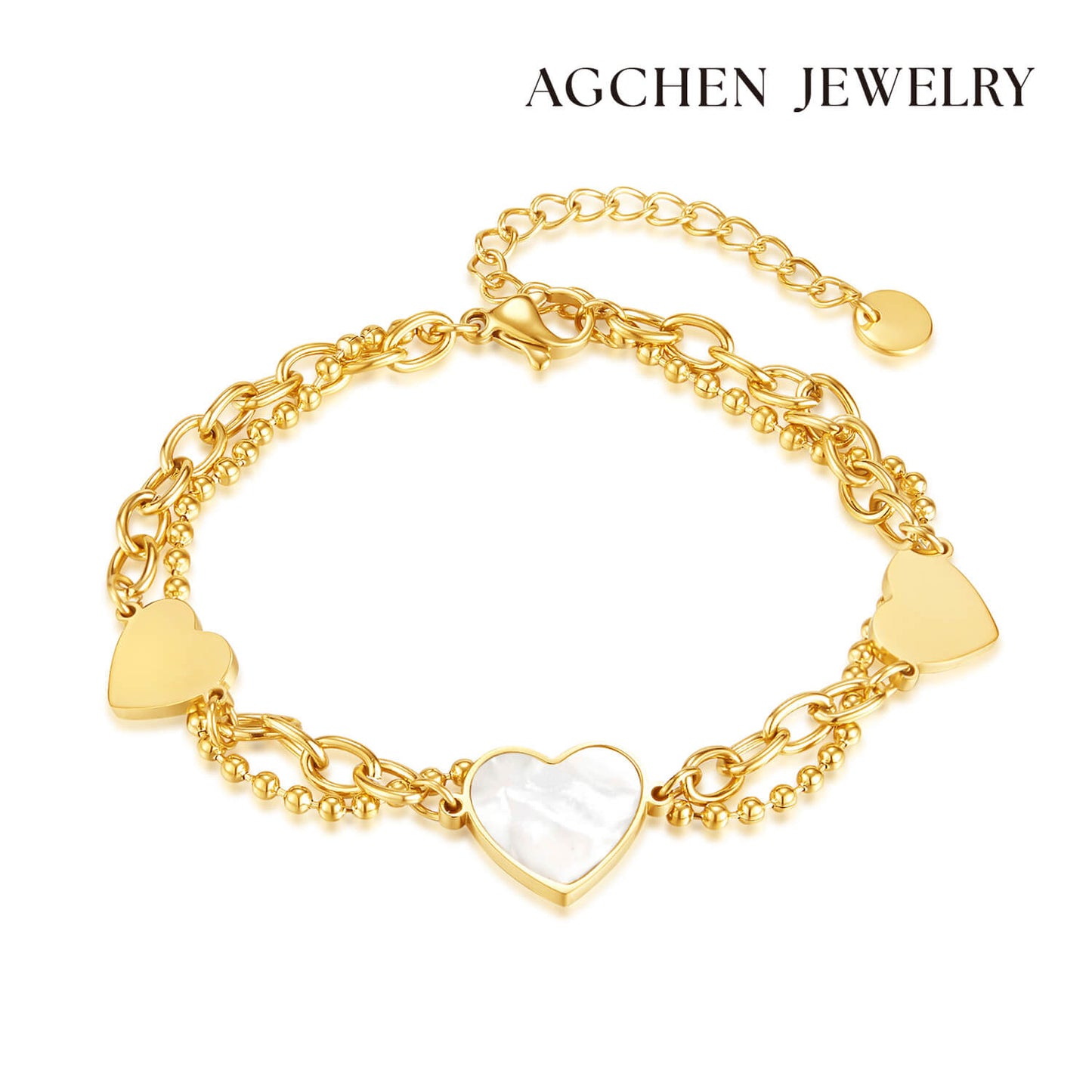 AG Pearl Oyster Heart-Shape Gold Bracelet - AGCHEN JEWELRY,bracelet
