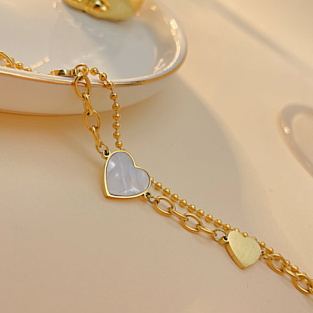 AG Pearl Oyster Heart-Shape Gold Bracelet - AGCHEN JEWELRY,bracelet