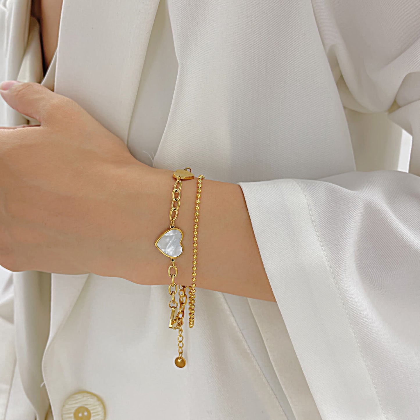 AG Pearl Oyster Heart-Shape Gold Bracelet - AGCHEN JEWELRY,bracelet