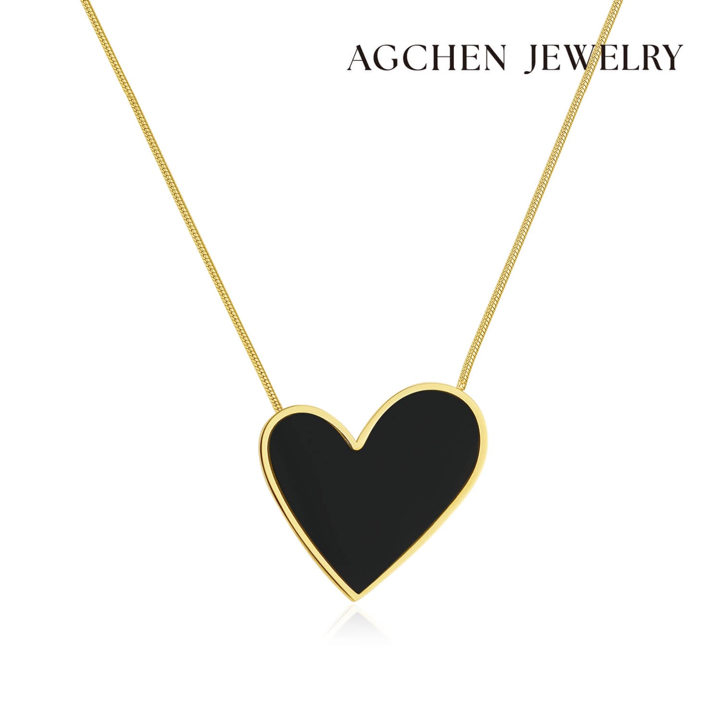 AG Everlasting Promise Black Heart Pendant Necklace - AGCHEN JEWELRY,necklace