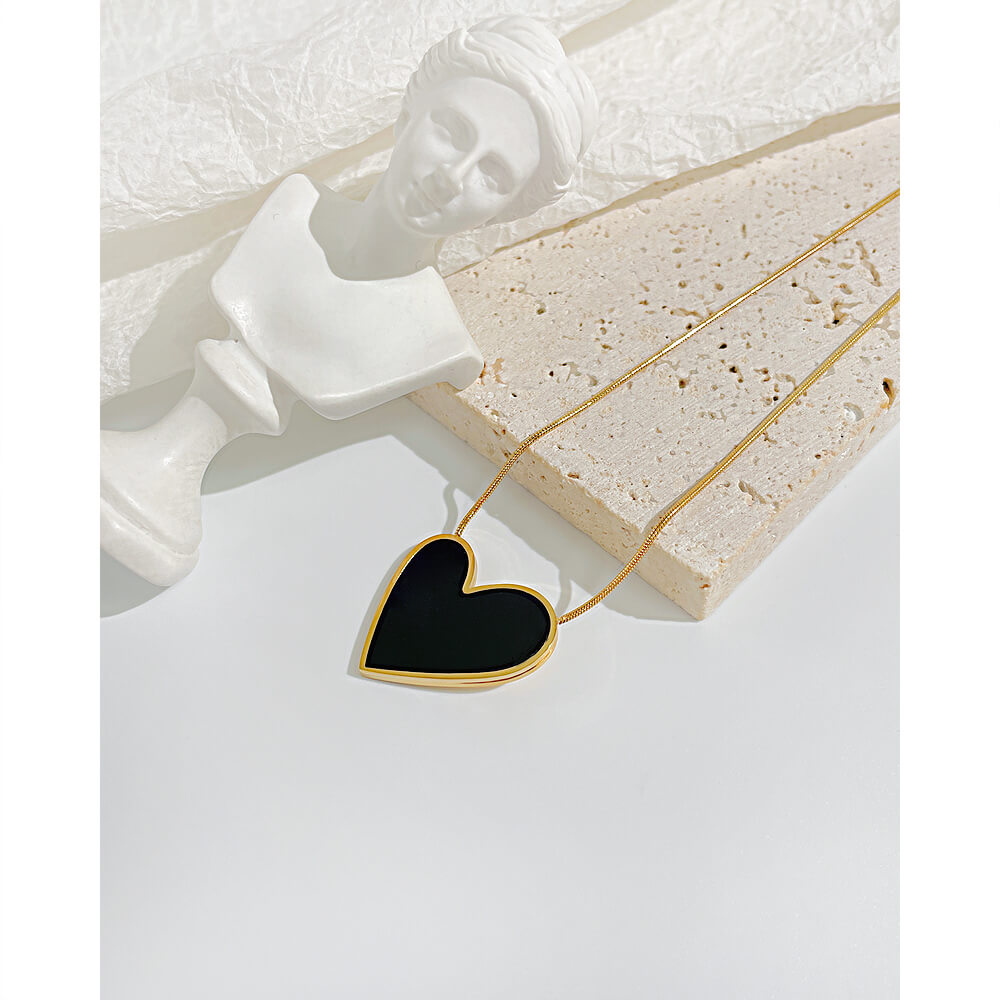 AG Everlasting Promise Black Heart Pendant Necklace - AGCHEN JEWELRY,necklace