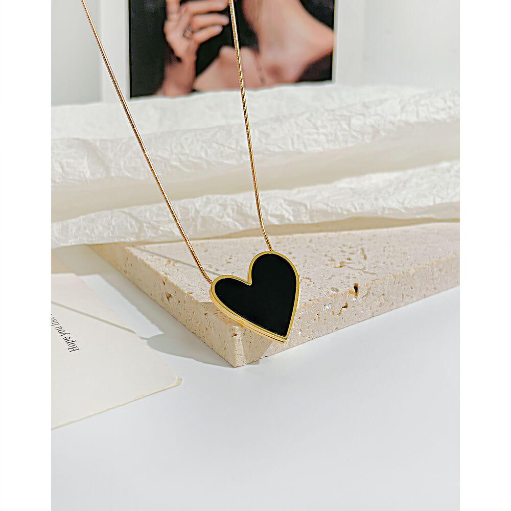 AG Everlasting Promise Black Heart Pendant Necklace - AGCHEN JEWELRY,necklace