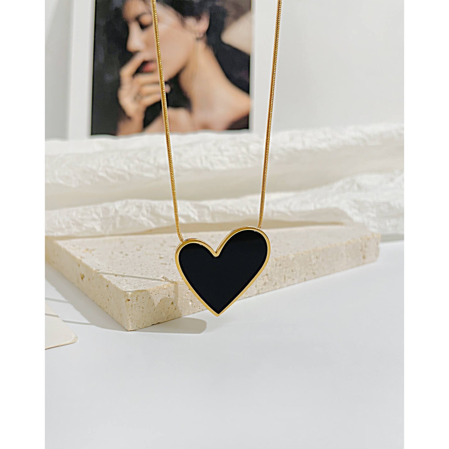 AG Everlasting Promise Black Heart Pendant Necklace - AGCHEN JEWELRY,necklace