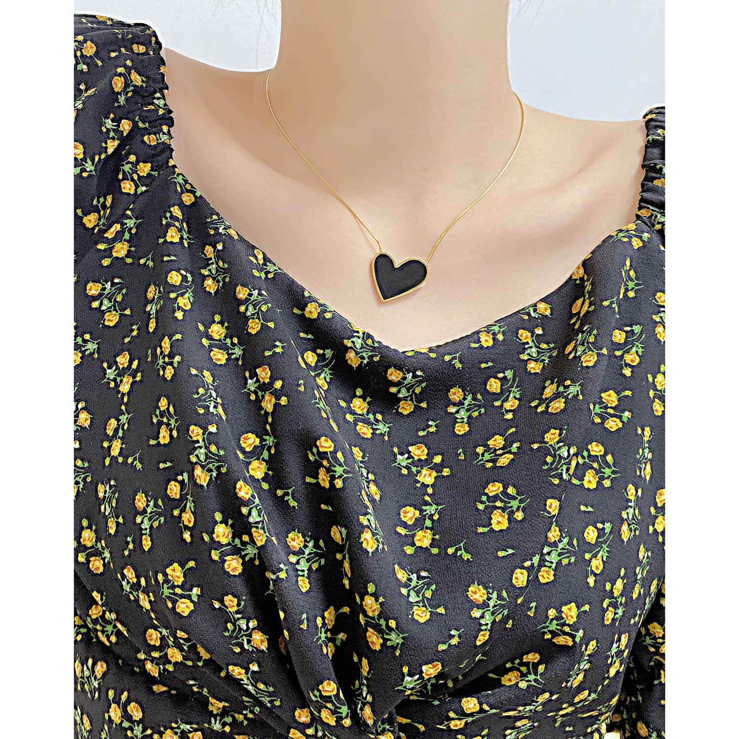 AG Everlasting Promise Black Heart Pendant Necklace - AGCHEN JEWELRY,necklace