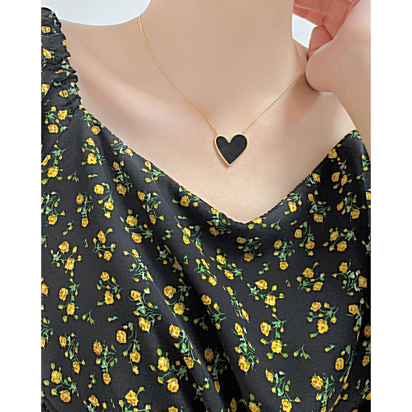 AG Everlasting Promise Black Heart Pendant Necklace - AGCHEN JEWELRY,necklace