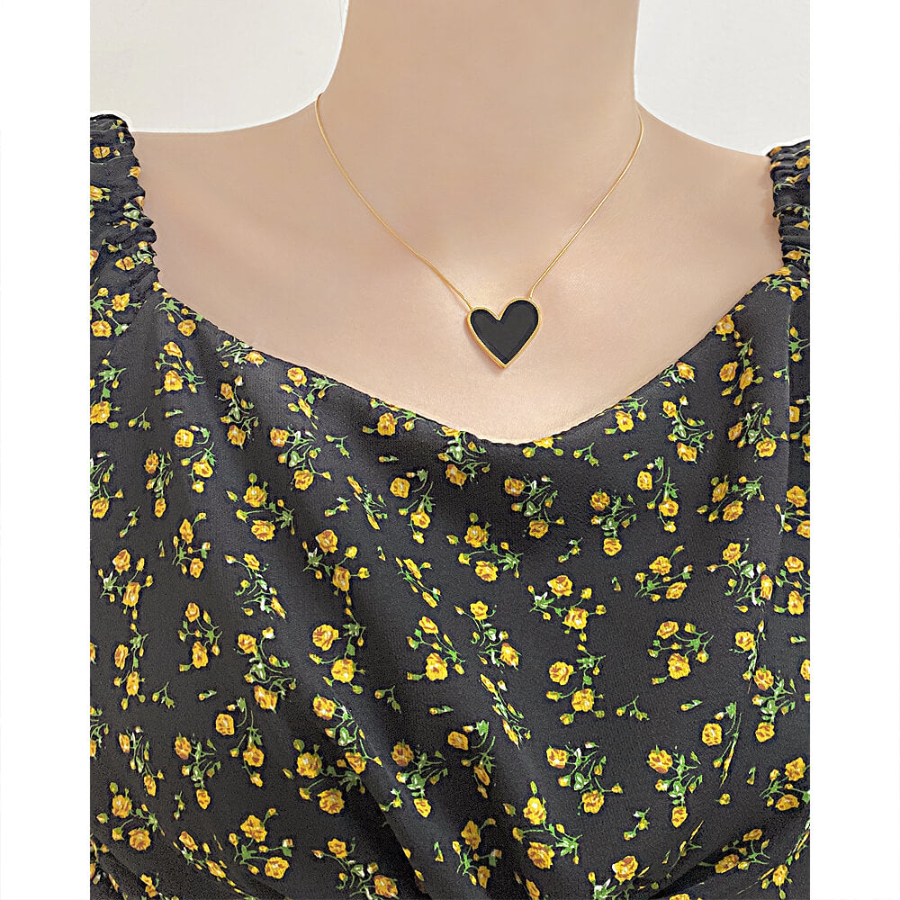 AG Everlasting Promise Black Heart Pendant Necklace - AGCHEN JEWELRY,necklace
