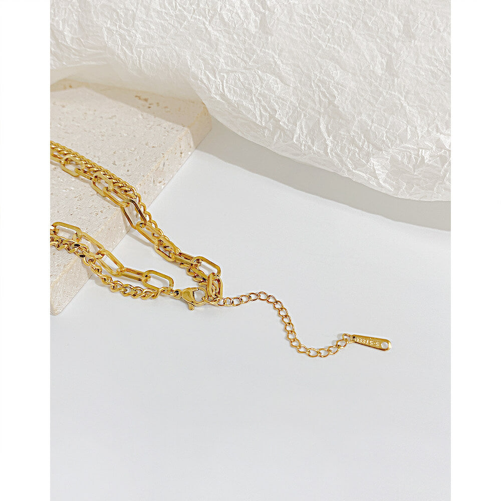AG Double Black Gold Cubic Zirconia Pendant Necklace - AGCHEN JEWELRY,necklace