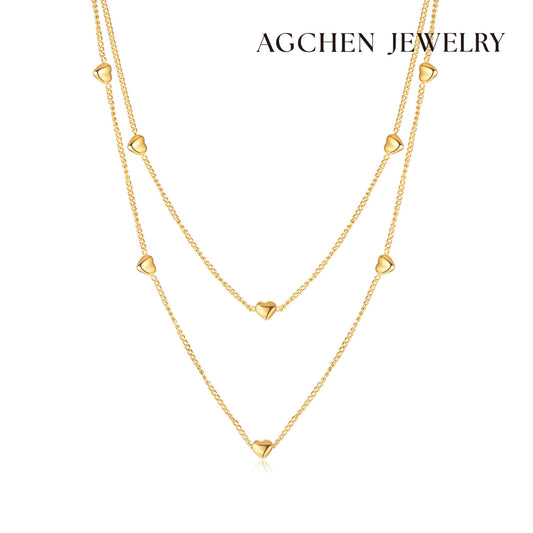 AG Lovely Gold Multi-Heart Pendant Necklace - AGCHEN JEWELRY,necklace