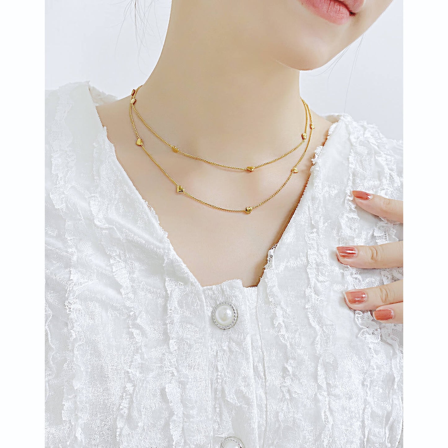 AG Lovely Gold Multi-Heart Pendant Necklace - AGCHEN JEWELRY,necklace