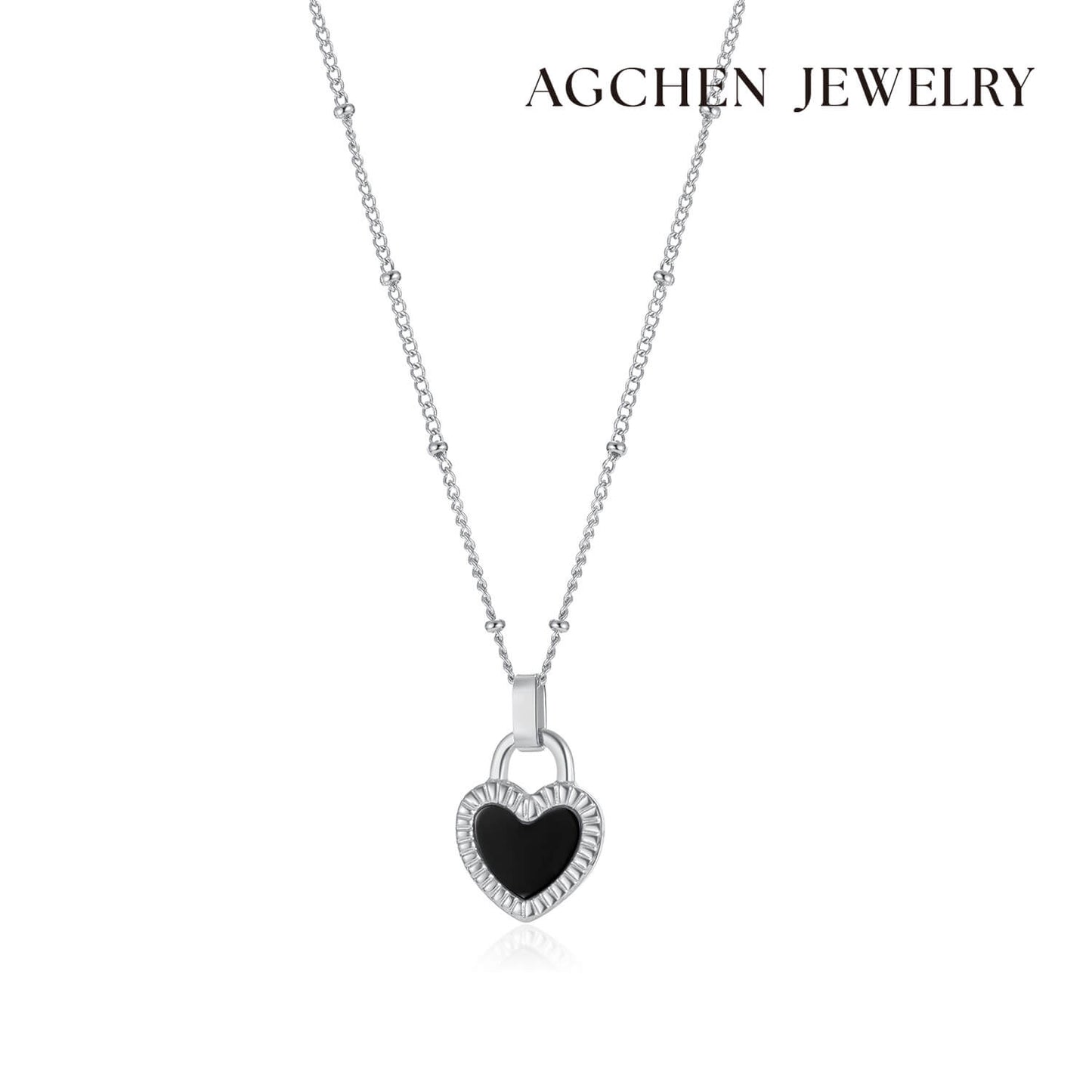 AG Loyalty Black Gold Heart Pendant Necklace - AGCHEN JEWELRY,necklace