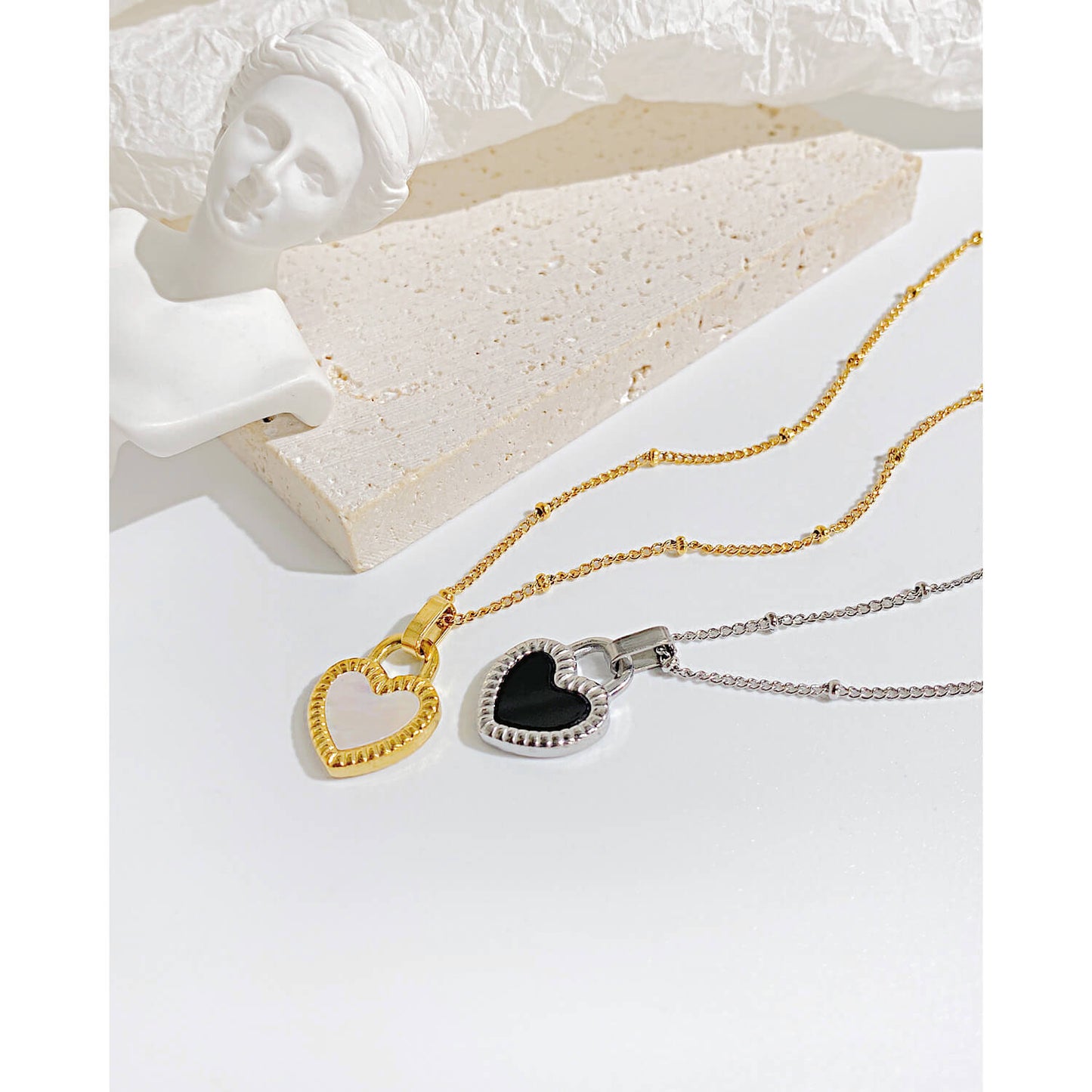 AG Loyalty Black Gold Heart Pendant Necklace - AGCHEN JEWELRY,necklace
