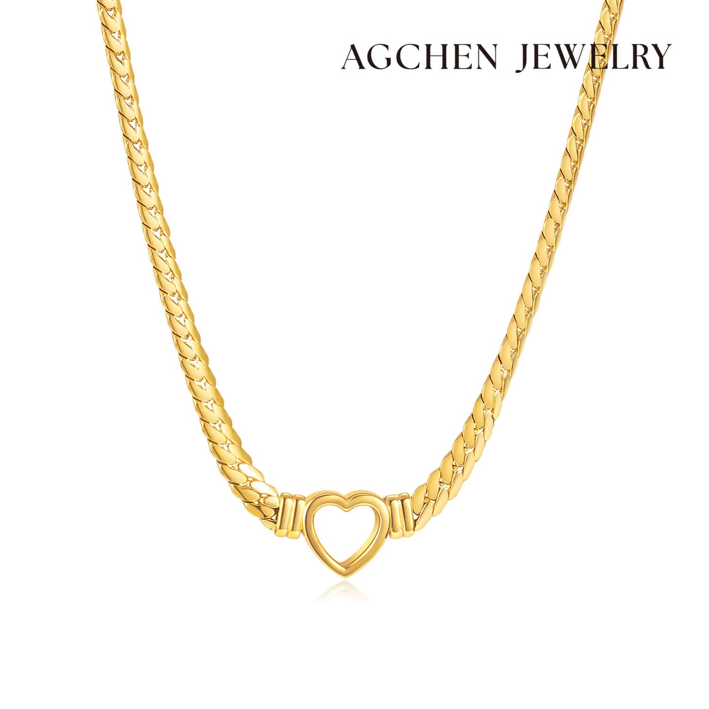 AG Unique Hollow Fancy Gold Heart Stainless Steel Necklace - AGCHEN JEWELRY,necklace