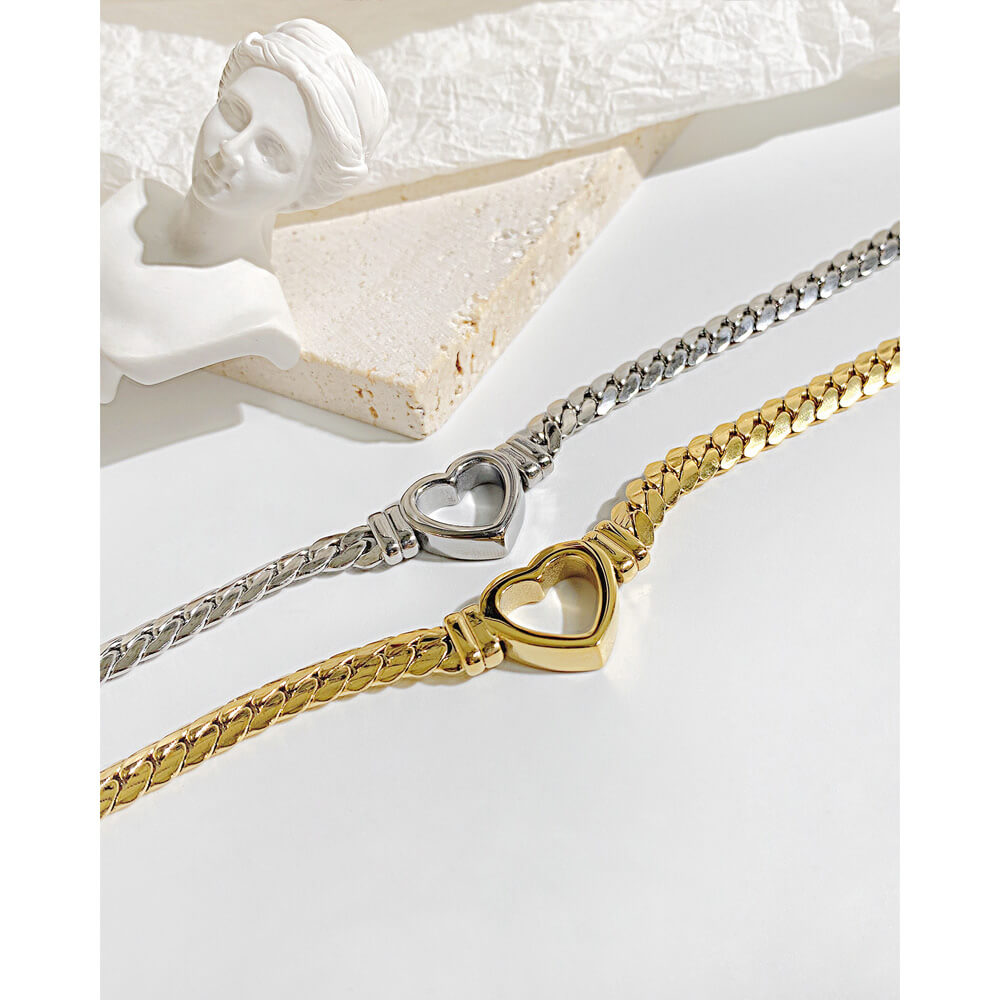 AG Unique Hollow Fancy Gold Heart Stainless Steel Necklace - AGCHEN JEWELRY,necklace